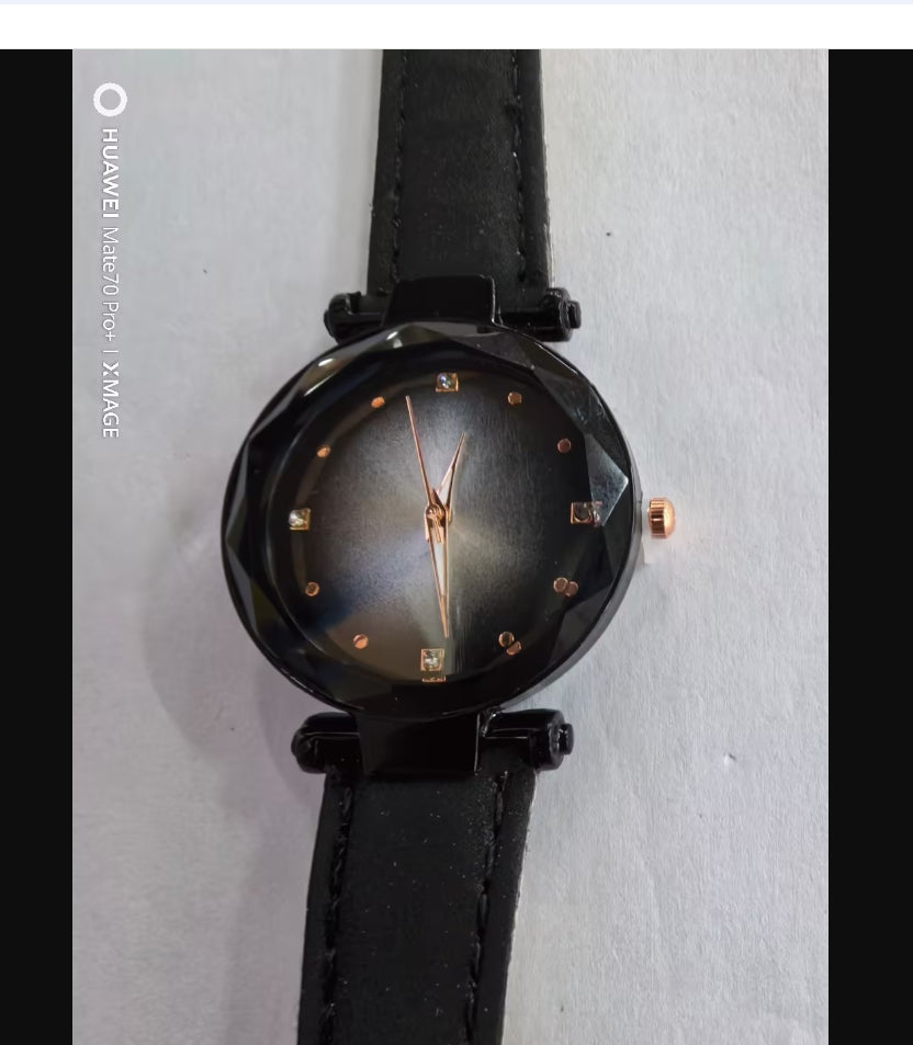 Rose Gold Women Watches Fashion Diamond Ladies Starry Sky Magnet Watch Waterproof Female Wristwatch