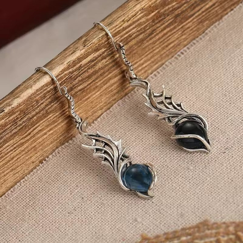 Retro Thorn Gemstone Pendant Earrings