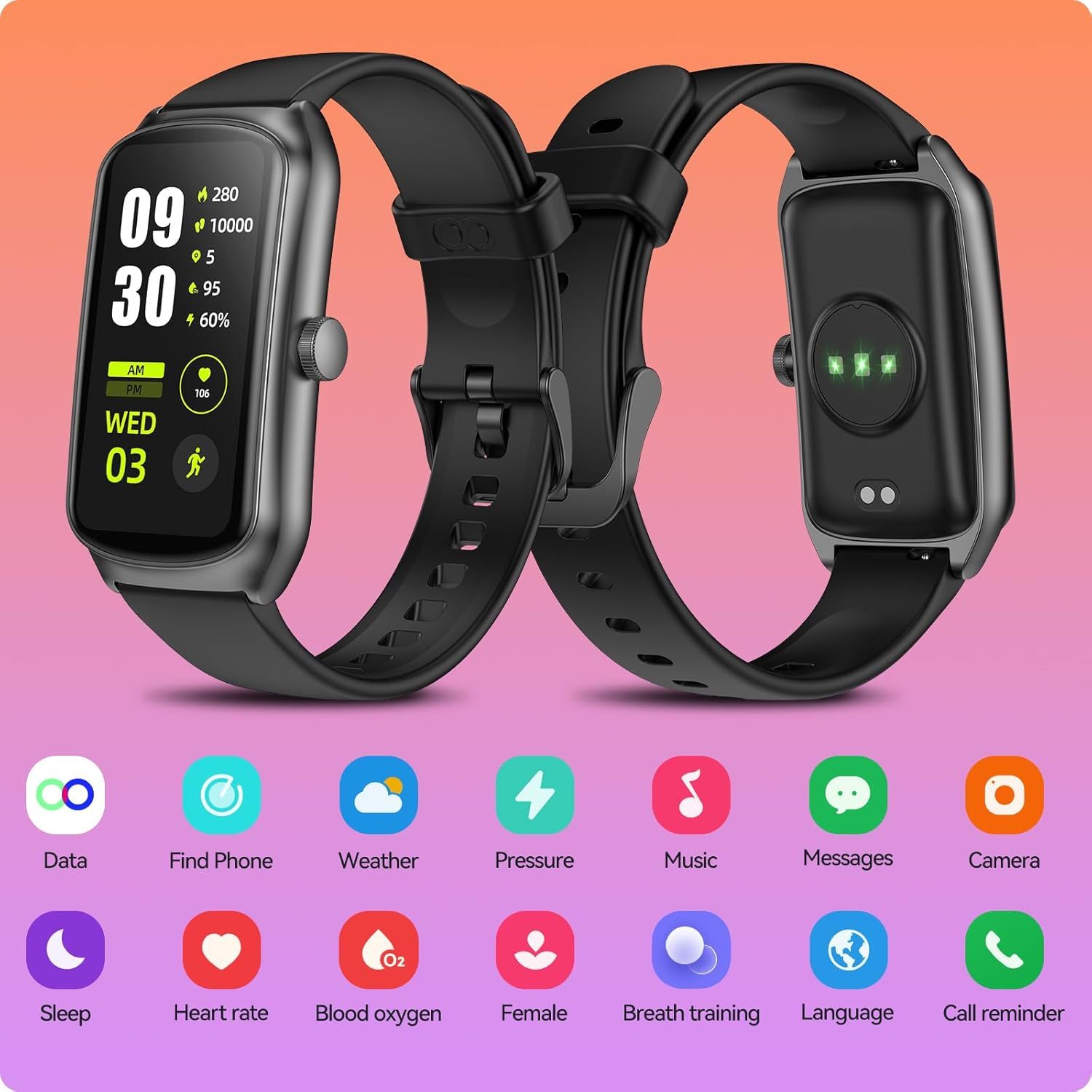 AMOLED Unisex Fitness Tracking Smartwatch With Heart Rate, Blood Oxygen And Sleep Monitoring, Waterproof Function, Pedometer, Swimming Health Activity Tracking