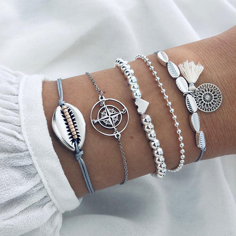 Tortoise rhinestone gemstone 6-piece bracelet